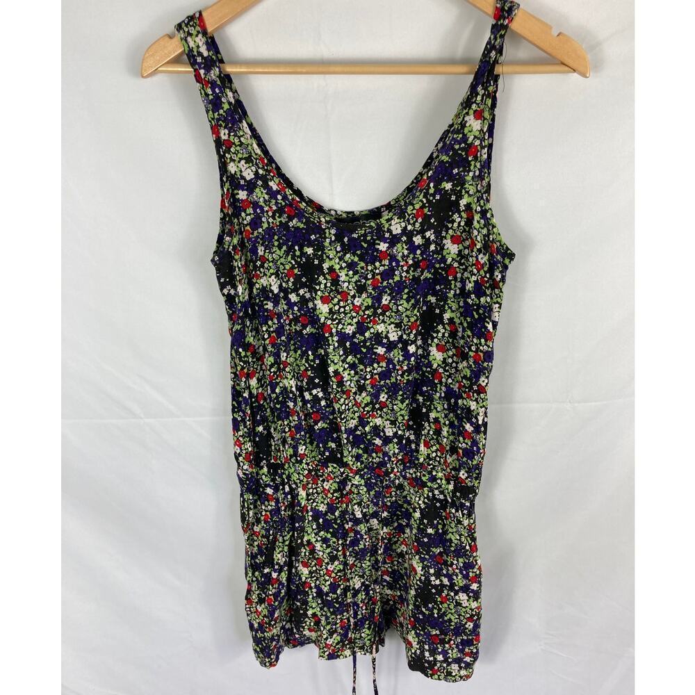 Bebe Floral Print Sleeveless Tie Waist Romper Size Small